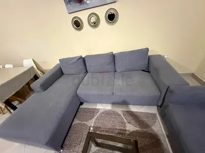 9 seater sofa: L-Shaped Grey Sofa +1 sofa cum bed+ 2single sofa for Sale