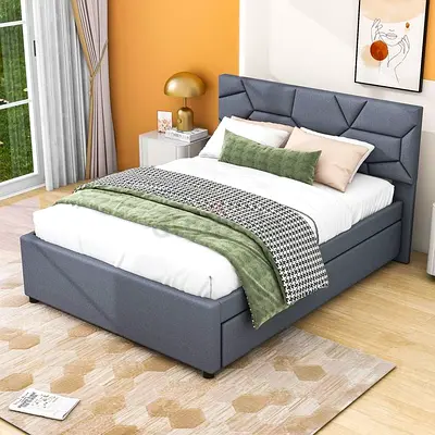 Modern Grey Bed with Storage for sale