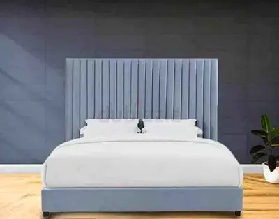 Modern Fabric Bed For Sale With Stylish High Back Headboard