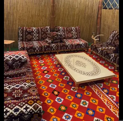 Traditional Majlis Lounge Set with Colorful Rug