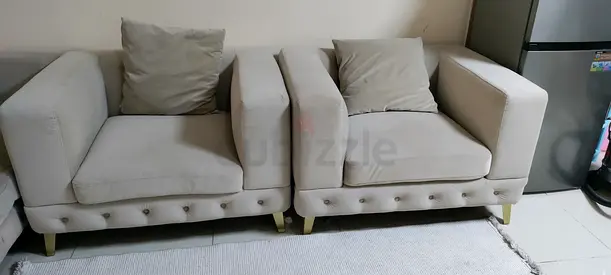 2 Single Cozy Modern Armchair in Soft Fabric