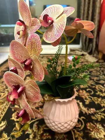 Elegant Artificial Orchid Plant In Pink Vase/Pot