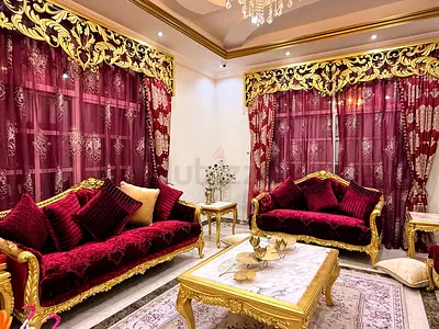 Elegant Traditional Living Room Set with Gold Accents