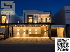 Luxury villa for rent in Al Yasmin, first occupancy, 5 rooms, central air conditioning, price 125k,
