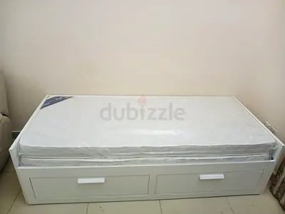 Ikea brimnes daybed frame with underneath storage drawers with 2 mattress