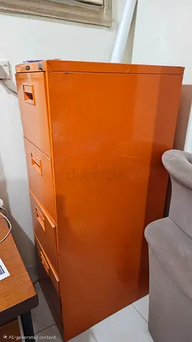Sturdy Orange Filing Cabinet with 4 Drawers