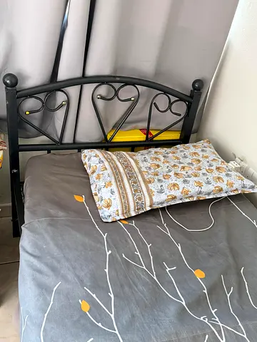 Compact Black Metal Bed Frame with Mattress