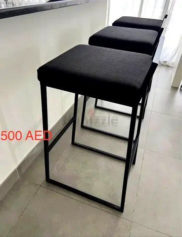 3x set of stool chairs black