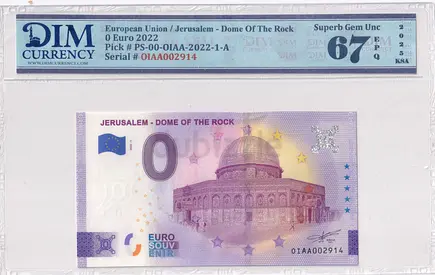 European Union Jerusalem Banknote 0 Euro 2022 DIM 70 AED