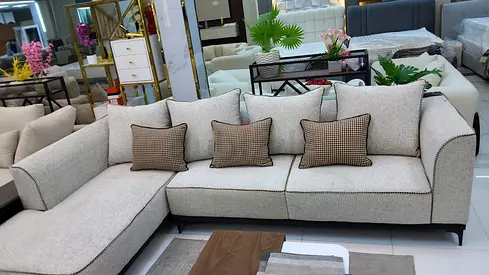 Modern L-Shaped Sofa with Accent Pillows