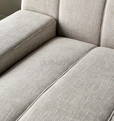 Modern Lounge Shaped Sofas in Cream Fabric