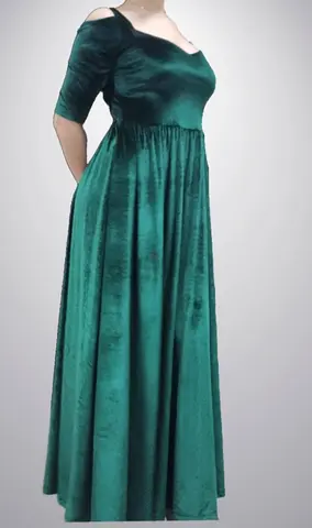 Elegant Green Velvet Dress