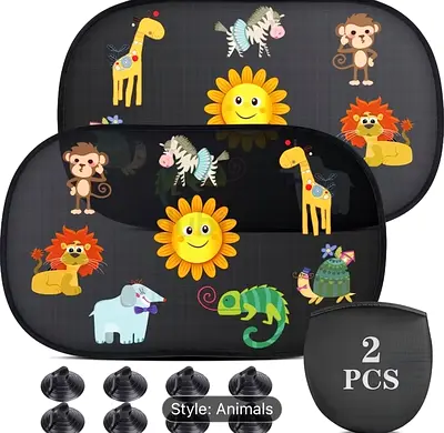 Animal-Themed Car Window Shades - Set of 2