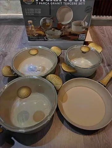 Cooking set 7 pieces granite turkey