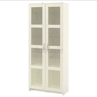 Stylish White Glass-Front Cabinet from IKEA