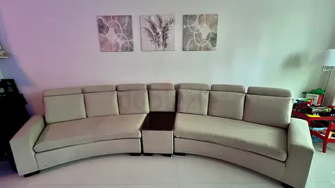 Comfortable and Stylish Curved 6 seater Sofa with teapoy for Sale