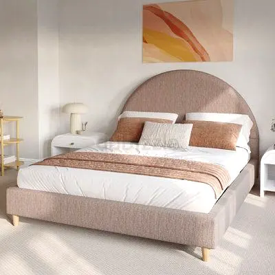 Stylish Fabric Bed with Curved Headboard for sale
