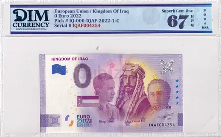 European Union Kingdom Of Iraq Banknote 0 Euro 2022 DIM 70 AED