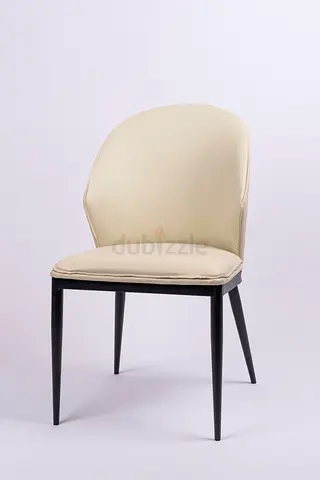 Elegant Cream Chair with Sleek Black Legs