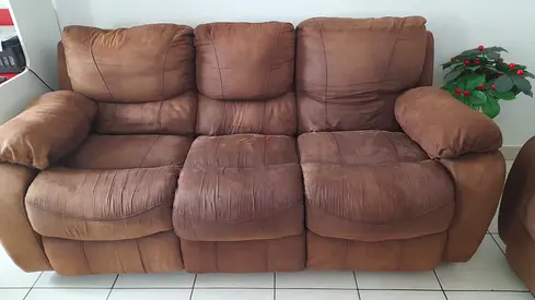 Comfortable Brown Leather Recliner Sofa