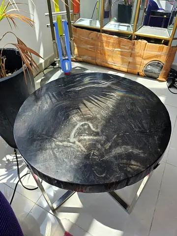 Marina Home Round Black Marble Table Chrome Legs