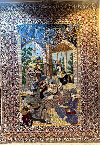 Beautiful Handcrafted Persian Tapestry ,ESFAHAN handmade carpet ,size 2.00 by 3.00