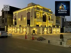 Corner villa for sale with a spacious setback in Al Helio 2, Ajman – 5 master bedrooms with large 