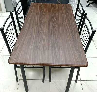 Sturdy Wooden Dining Table with Metal Frame