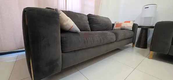 Comfortable Gray Sofa with Decorative Cushions