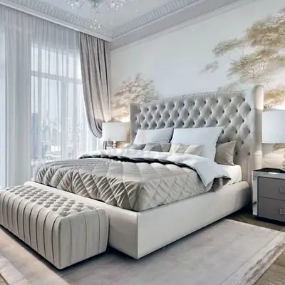Elegant King Size Bed Set with Stylish Upholstered Headboard