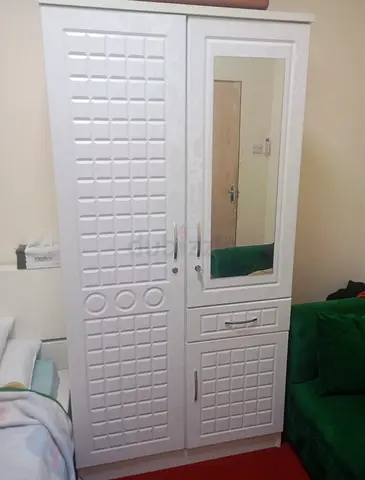 Stylish White Wardrobe with Mirror