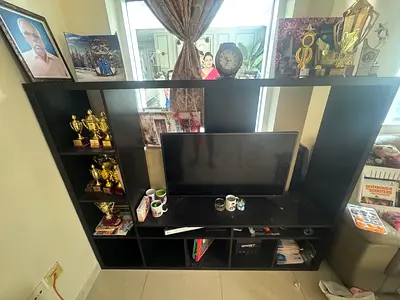 Stylish Black Entertainment Center with Storage
