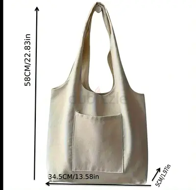 Stylish Canvas Tote Bag with Pocket