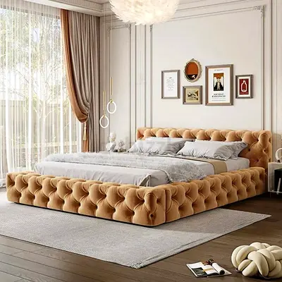 Elegant King Size Bed with Luxurious Upholstery