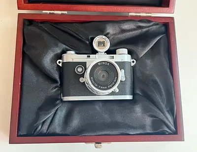 Vintage Minox 7.4mm Camera in Wooden Case