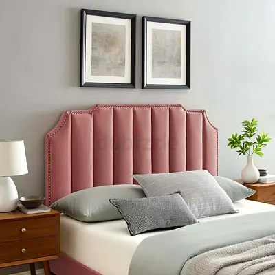Elegant Pink Upholstered Headboard for a Chic Bedroom