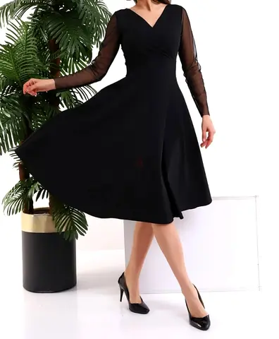 Elegant Black Midi Dress