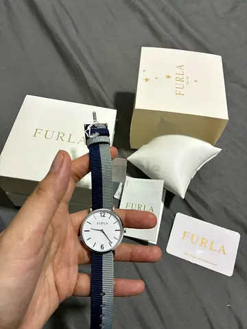 Furla Authentic Womens Watch blue and gray nylon strap