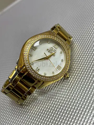 Elegant Gold GF Ferre  Tone Womens Watch with Crystal Accents