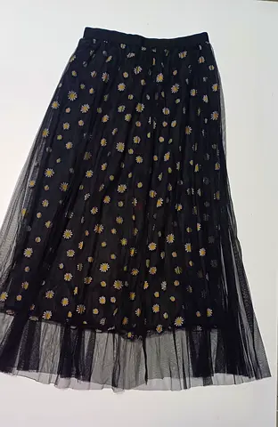 Elegant Black Floral Maxi Skirt