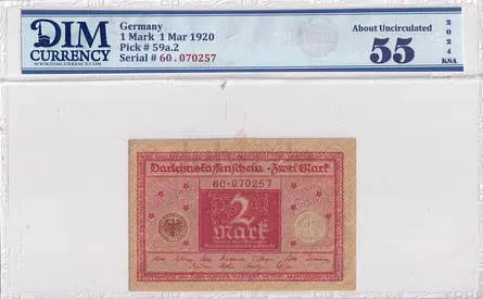Germany Banknote 1920 2 Mark DIM 60 AED