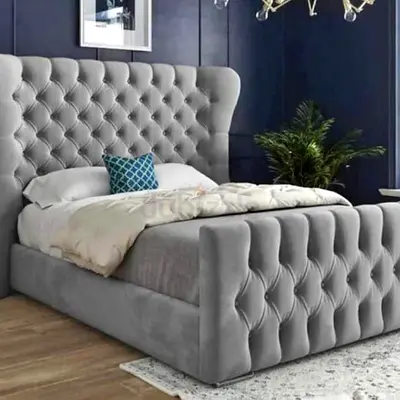 Luxurious Grey Upholstered Bed