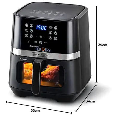 Black  Decker Digital 12-in-1 Multifunction Air Fryer 1800W 8.5L/2Kg