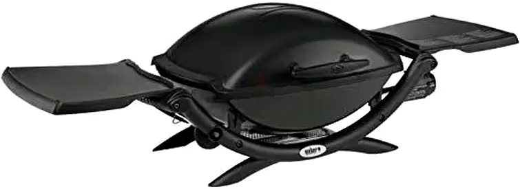 Weber Q2000 Gas Grill with Stand + Side Tables, 54 x 39 cm Grill Area, Portable