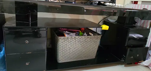 Sleek Black Entertainment Unit with Storage