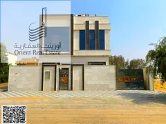 Villa for sale in Ajman, Al Helio 2 area. The villa consists of 5 master bedrooms, a living room, an