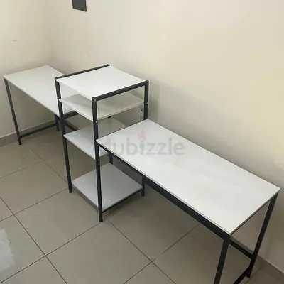 Modular White L-Shape Desk with Bookshelf, study table  computer table