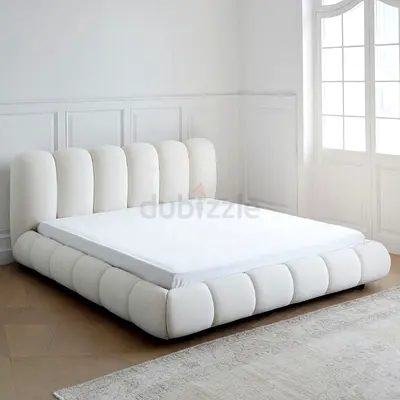 Stylish White Plush Bed Frame