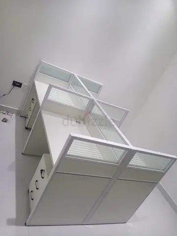 Modern White Office Desk with Partition