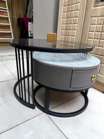 Modern Round Coffee Table with Storage Drawer